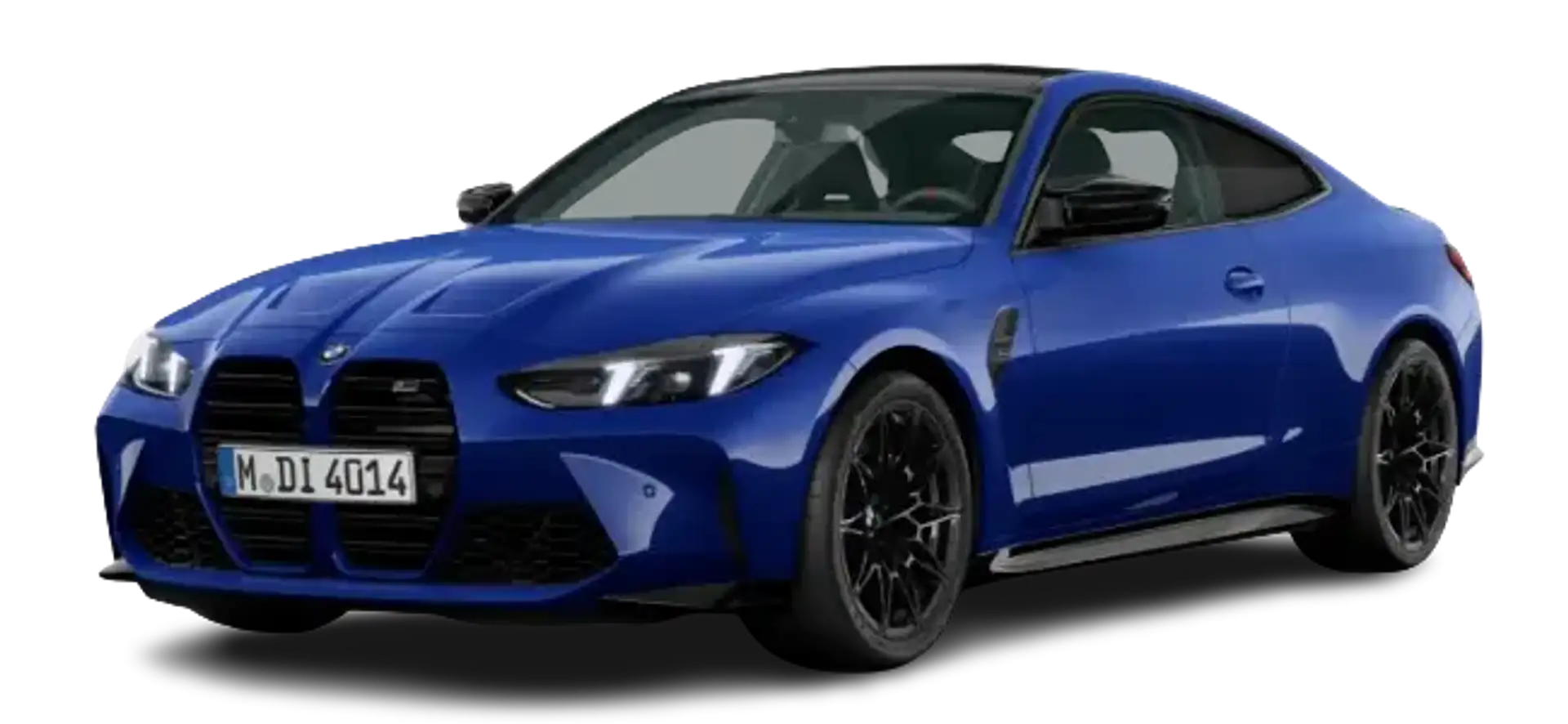 BMW M4 Competition in blue Coupé cut out of configurator