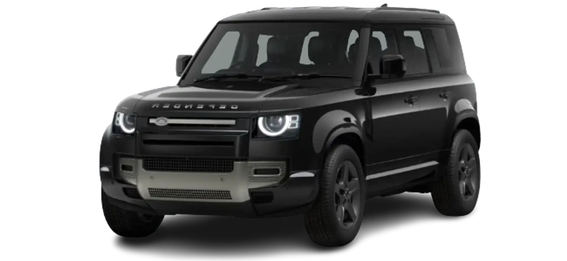 Land Rover Defender in black roof open from configurator