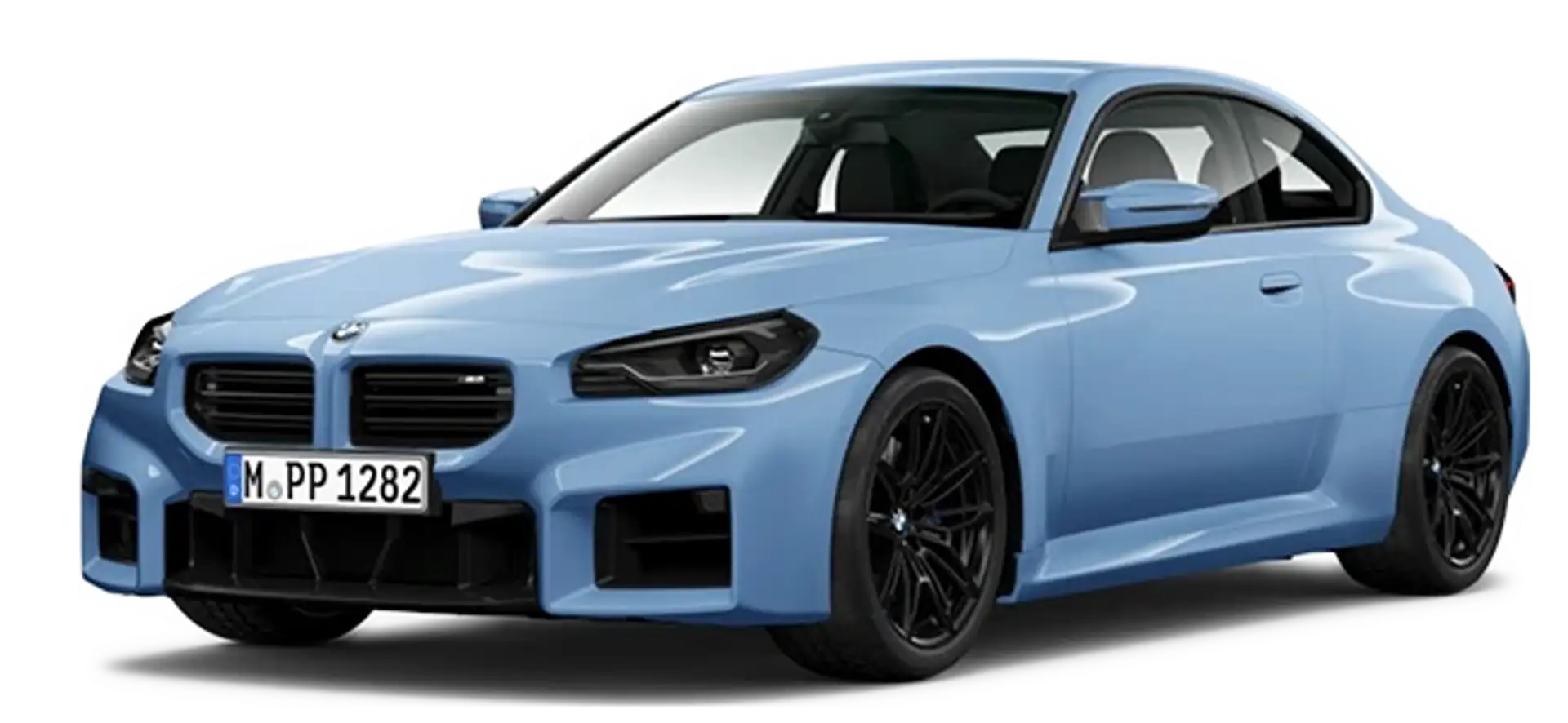BMW M2 in blau mit schwarzen Felgen ausgeschnitten aus Konfigurator